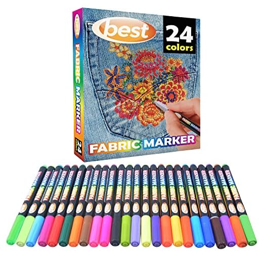 Best Fabric Markers (Pack of 24 Pens) Non-Toxic - Set of 24 Individual Colors - No Duplicates - Bullet Tip - Machine Washable Paint - Perfect for Writing on Clothes, Clothing, Jeans, Pants, and Shirts