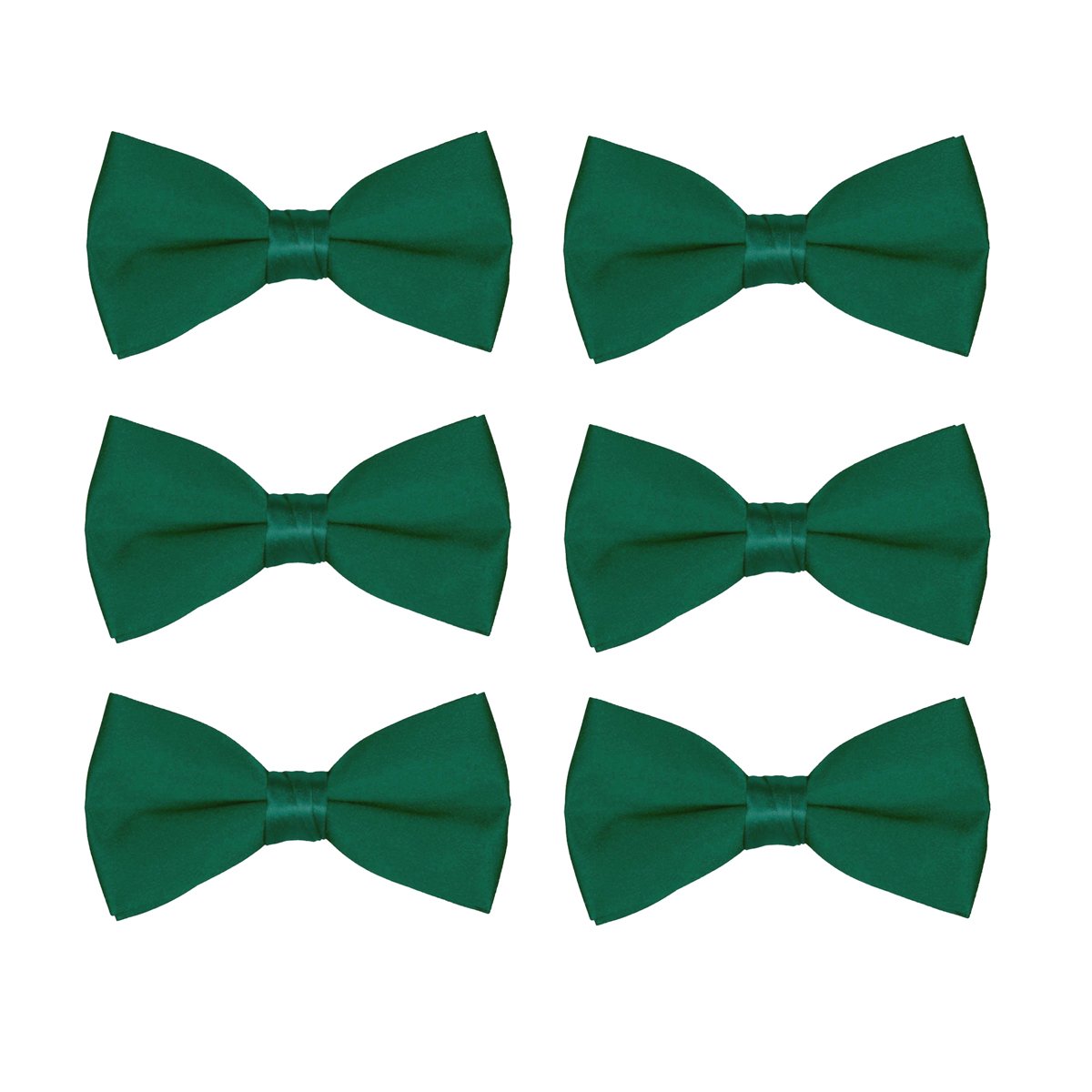 Boys Bow Tie Wholesale 6 Pack Children Pre-Tied Formal Tuxedo Bowties Kids Solid Ties (Hunter Green)