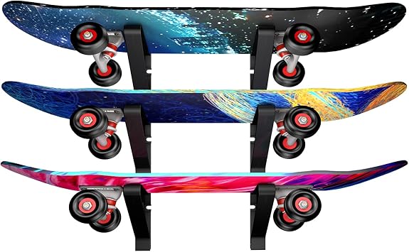 MIND&ACTION Skateboard Wall Mount Rack Board Display Wall Holder,Adjustable Storage Layers Space Saving Design