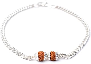 Ashok Jewellers Sterling Silver Rudraksha Bracelet for Men and Women (8.5inch) Price In India