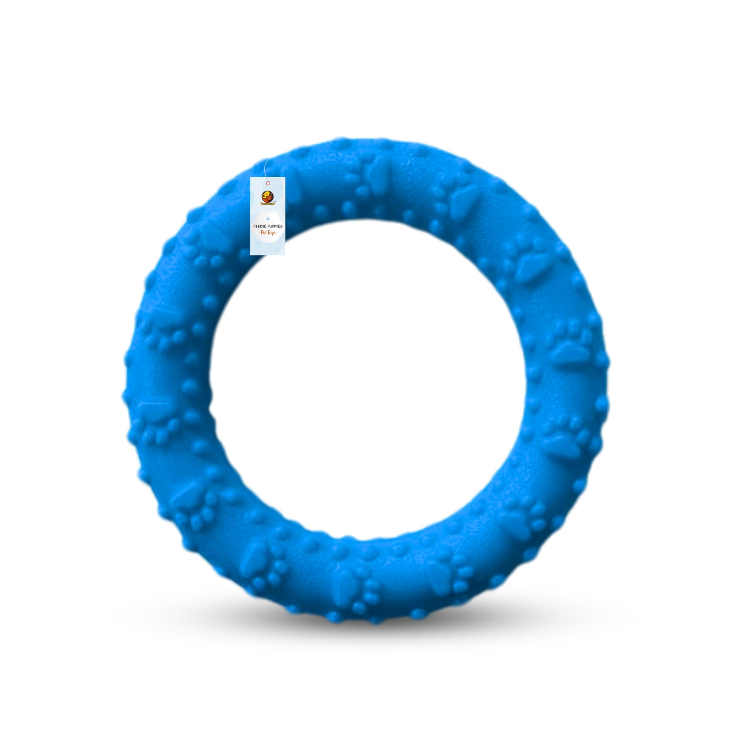 Foodie Puppies Dog Paw Print Rubber Chew Ring Toy - (Small) for Puppies and Small Dogs, Interactive Teeth Cleaning, Playing, Training, and Fetch Toys | Good Dental and Gum Health