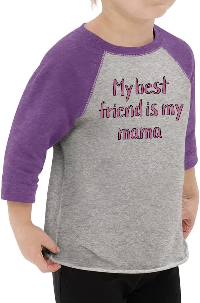 My Best Friend is My Mama Toddler Baseball T-Shirt - Phrase 3/4 Sleeve T-Shirt - Word Art Kids' Baseball Tee