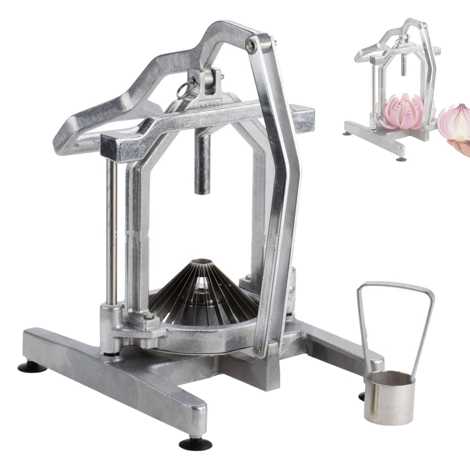 Blooming Zwiebelschneider-Set, manueller Zwiebelblütenmacher mit ergonomischem Griff, Edelstahl für Restaurant und Küche, 152 mm Klingendurchmesser