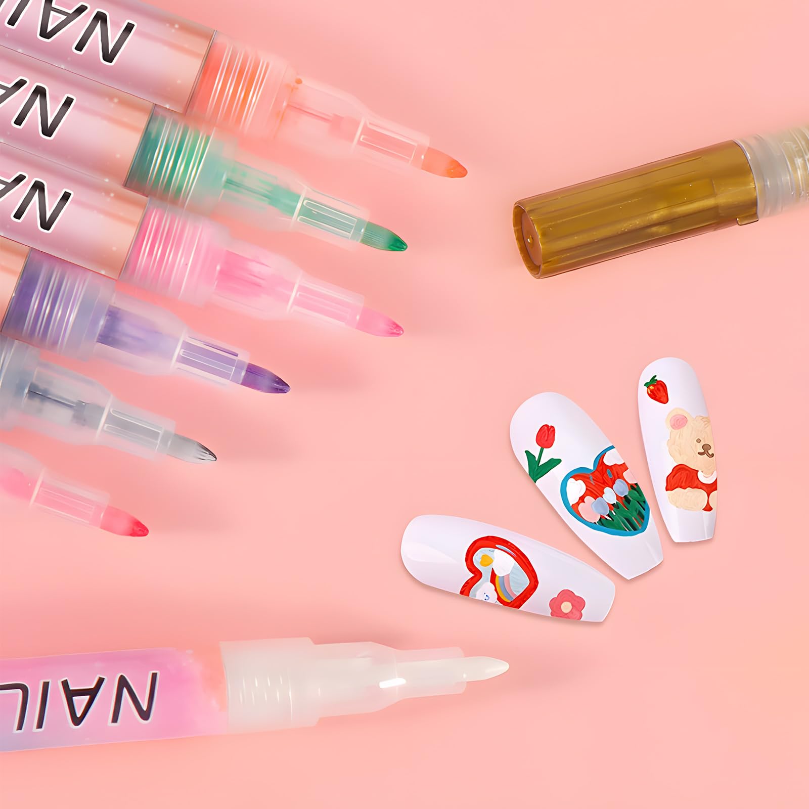 12pcs Nail Art Pens Set, Nail Polish Pens Graffiti Nail Drawing Pen Nail Polish Pen Manicure for Painting Nails DIY Nail Art, Beauty Adorn Nail Art Tools for Girls Women - Image 4
