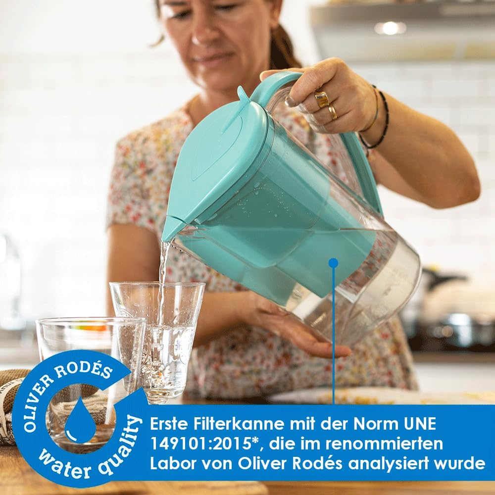 Wasserfilter Kanne 1,4 L für Leitungswasser Niedrige Emission Ohne BPA
