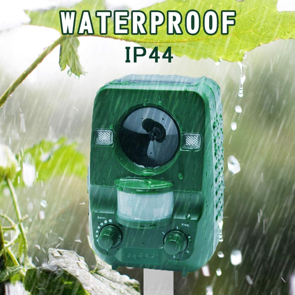 Ultrasonidos Ahuyentador Gatos - Solar Ahuyentar Repelente Energía Anti Animales Exterior Trampa Ultrasonico Perros IPX44 Impermeable 5 Modos Espanta Animales para Jardin