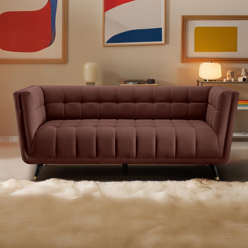 Sleepyhead Bite Designed by Duroflex - 3 Seater Sofa Set |3 Years Warranty |Premium Tufted Design |6” High-Density Foam Comfort |Stain & Water Repellent Fabric |Modern Durable Couch - FireBrick Red-image-47