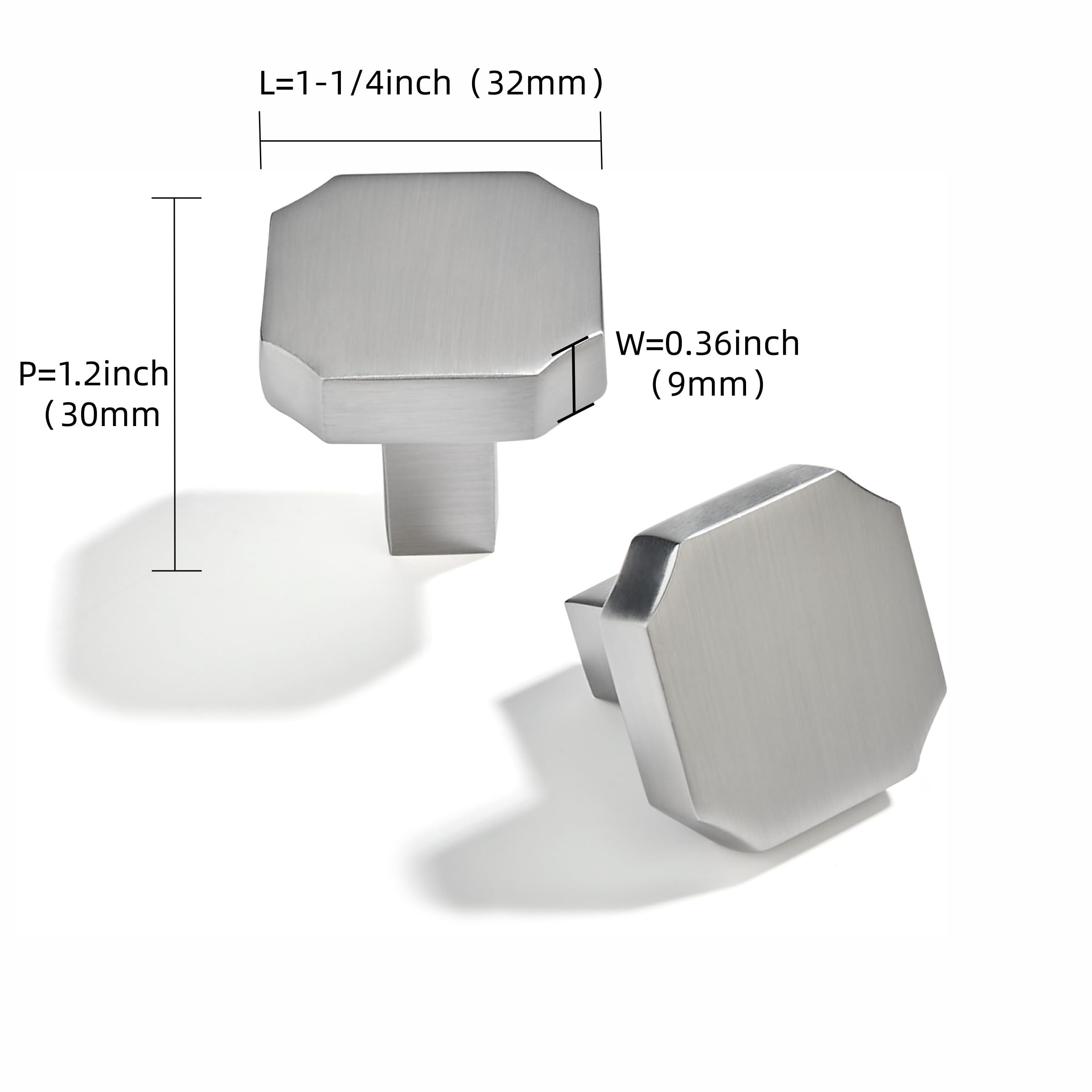 KHTUMEWARE-DB346 Geometric Knob, Brushed Nickel, 1-1/4 in (32 mm), 10-Pack in Brushed Nickel — KHTUMEWARE