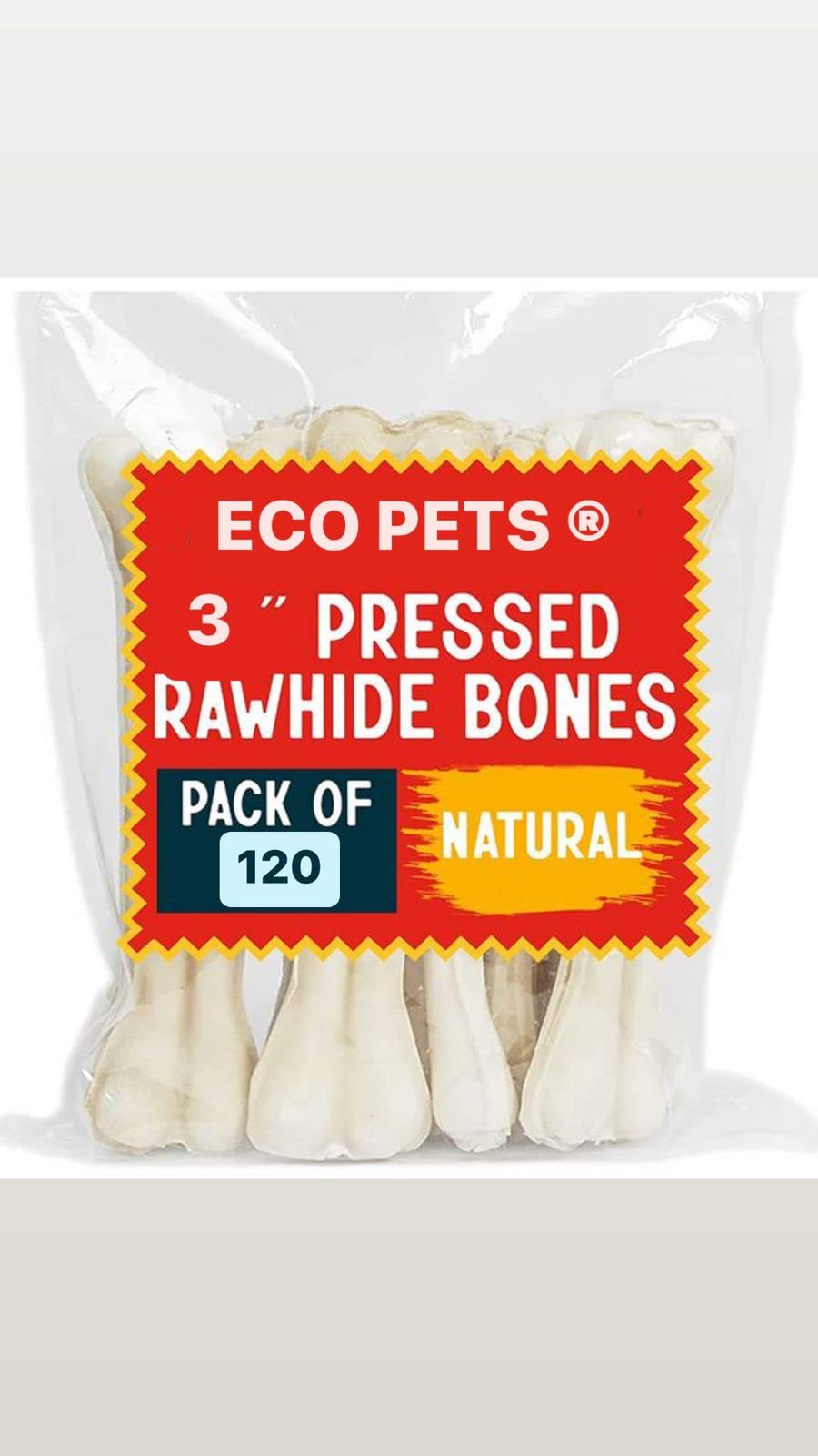 ECO PETS 3 Inches Rawhide Small/Medium Breed Bones for Dogs to chew (Pack of 120) (B0BVM52K96) Amazon Price History, Amazon Price Tracker