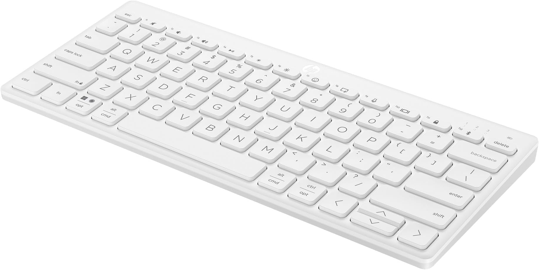 350 Compact Bluetooth Keyboard | White | Connect up to 3 Devices via Bluetooth 5.2 | Multi-OS with SMART Shortcuts | Dictation and Emoji Keys | 2 Years Battery | Made from 60% Recycled Materials
