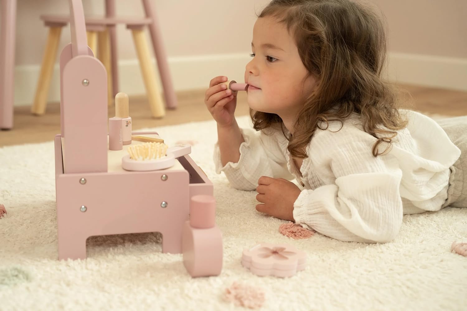 Little Dutch 2516 juego de madera tocador - rosa