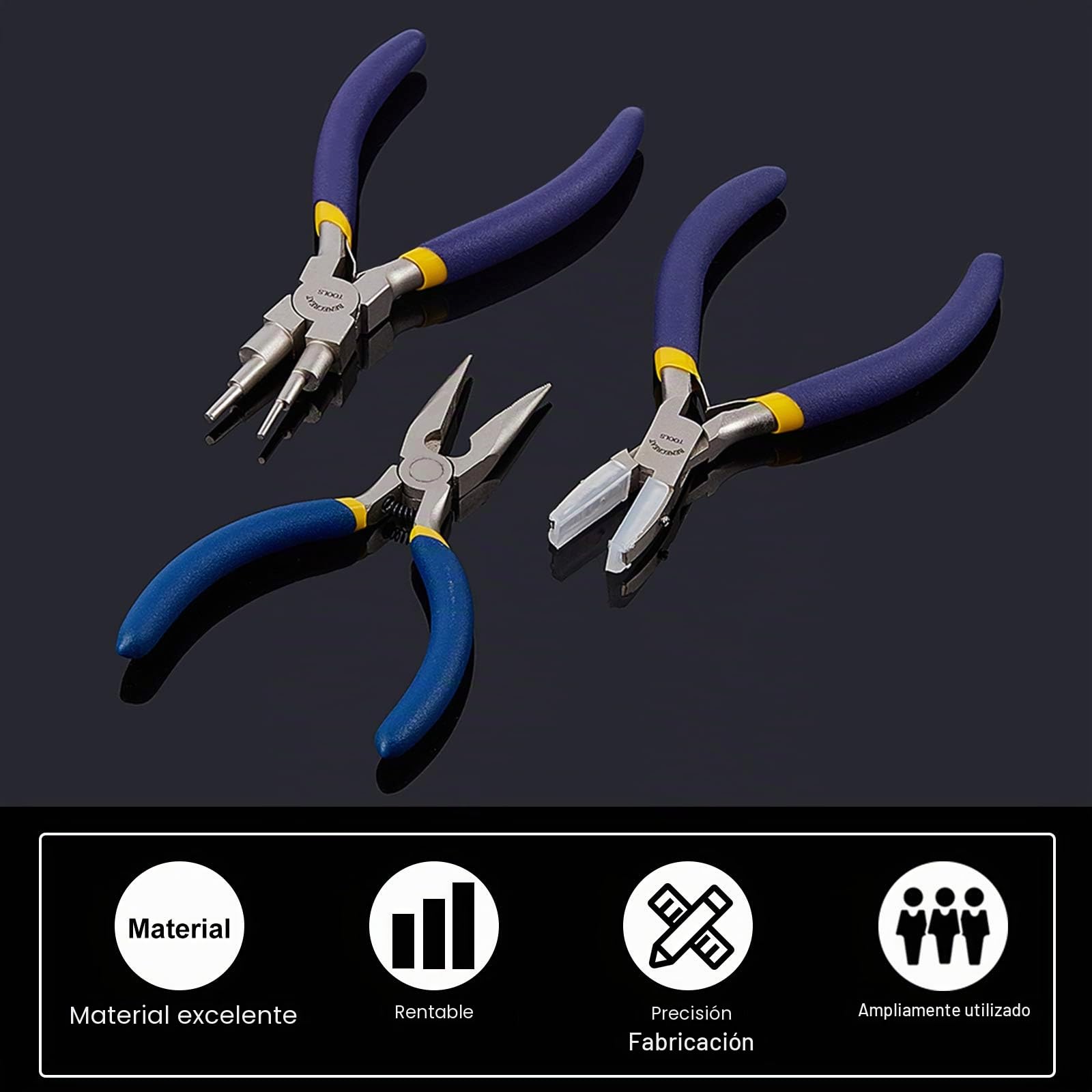 BENECREAT 3 Piezas Alicates para Joyería, 6 en 1 Alicate para Hacer Bucles, Alicates Dobles para Joyería de Nailon y Alicate con Punta de Cadena para Fabricación de Bisutería