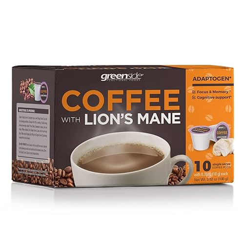 GREENSIDE | Café con melena de león | Tazas de una sola porción para mejorar la concentración y la memoria | Mezcla premium para estimular el