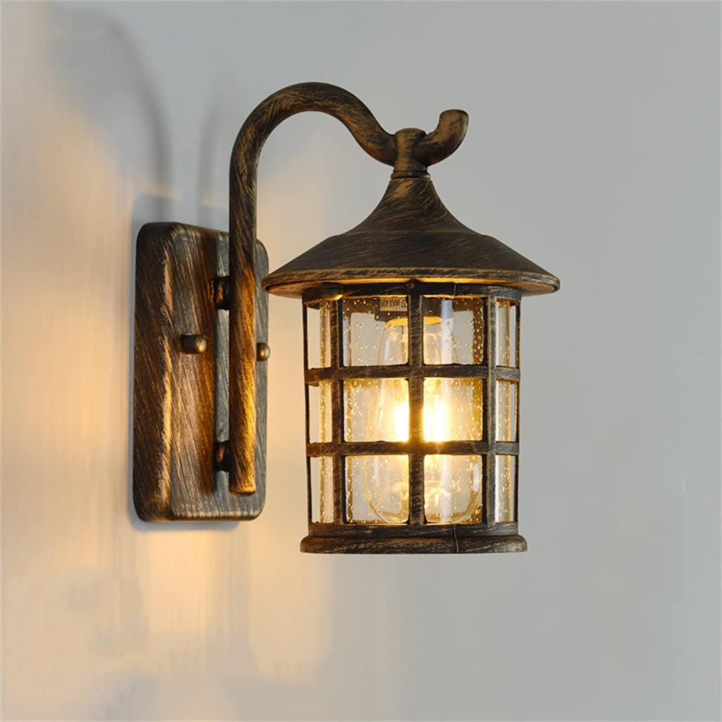 VDOQTLJT Outdoor Wall Lamp American Country Retro Aisle Balcony Garden Bedside European Style(Bronze)