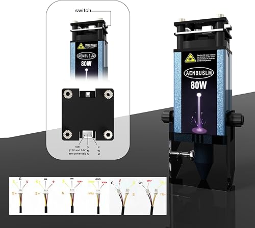 Miniatura 30 de Módulo láser de 40 W con asistencia de aire incorporada, enfoque fijo, doble punto comprimido ultrafino para tallado, grabado y corte CNC en madera
