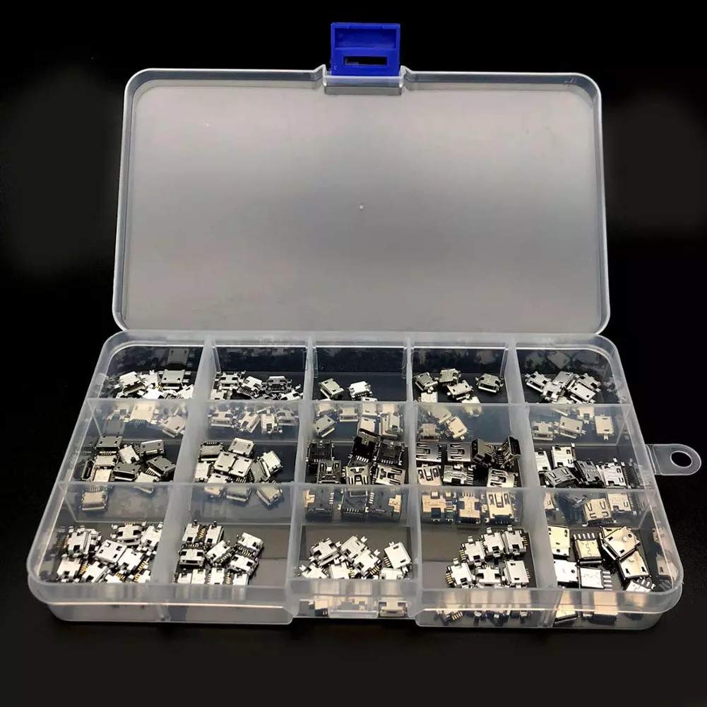 Juego de 150 conectores micro USB para teléfono, reparación de soldadura, adaptador de repuesto