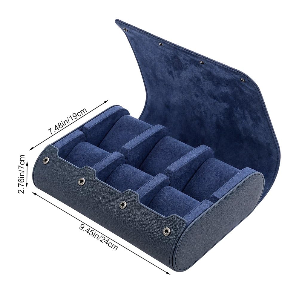 Caja De Almacenamiento De Relojes De Cuero con 6 Compartimentos, Estuche Portátil De Viaje para Relojes, Vitrina para Relojes, Organizador De Joyas para Viajes De Negocios Y Hogar.