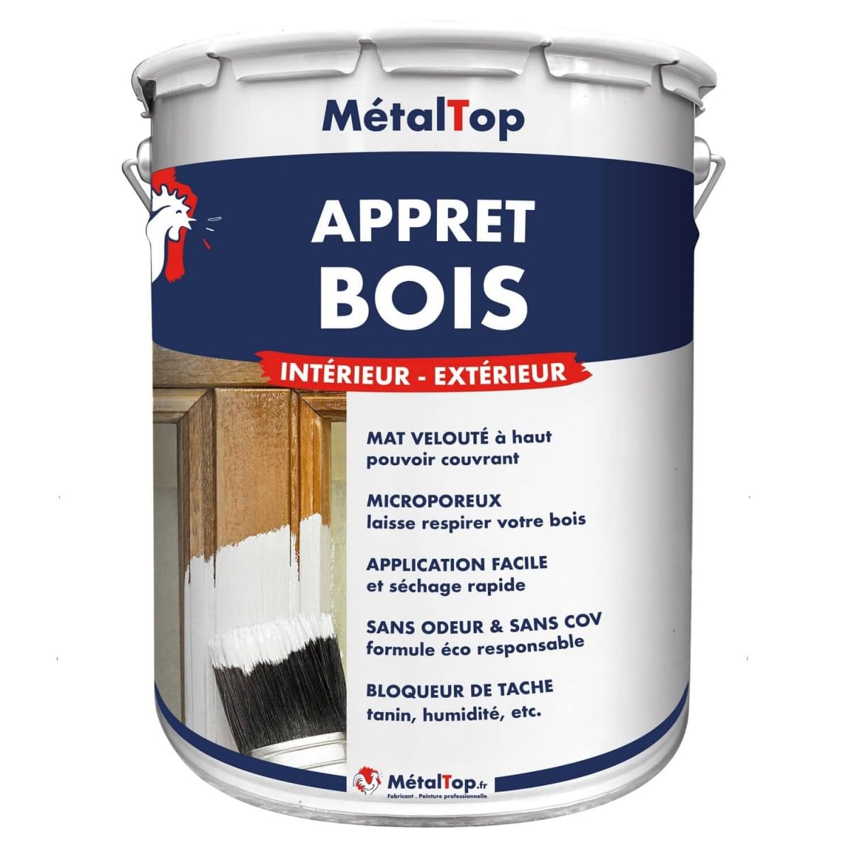 Metaltop - Appret Bois - Gris anthracite - RAL 7016-1 L - Sous-couche d'adhérence pour bois difficiles
