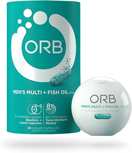 ORB Multivitamina + aceite de pescado para hombre, un aceite de pescado completo + suplemento de pescado | Apoyo a la salud cardíaca, apoyo