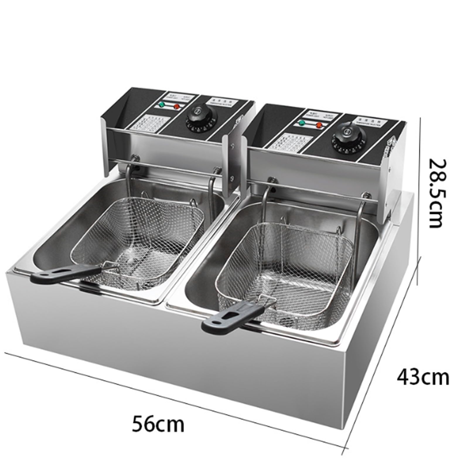 Friggitrice elettrica a Doppia Vasca in Acciaio Inox Friggitrice Commerciale, capacità 2 cestelli 10L X 2 Friggitrice elettrica da banco per Uso Domestico e per ristoranti
