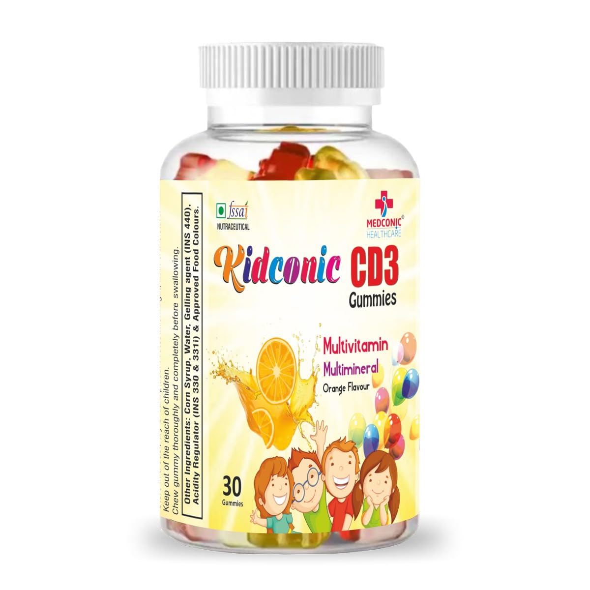 Medconic Healthcare Kidconic CD3 Gummies – 30 Gummies | Multivitamin Supplement for Kids with Vitamins C, D3, A, E, Zinc & Folic Acid | Immunity & Growth Support-picture-13