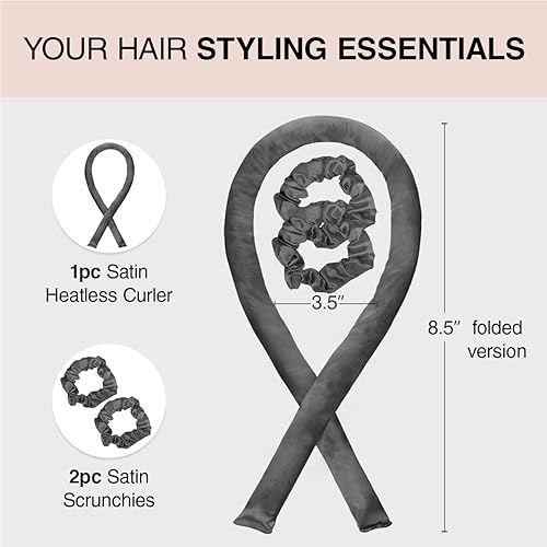 Miniatura 2 de Kitsch Juego de rizadores de satén sin calor rodillos de pelo para rizos sin calor rizadores de cabello sin calor y rodillos calientes rizadores de