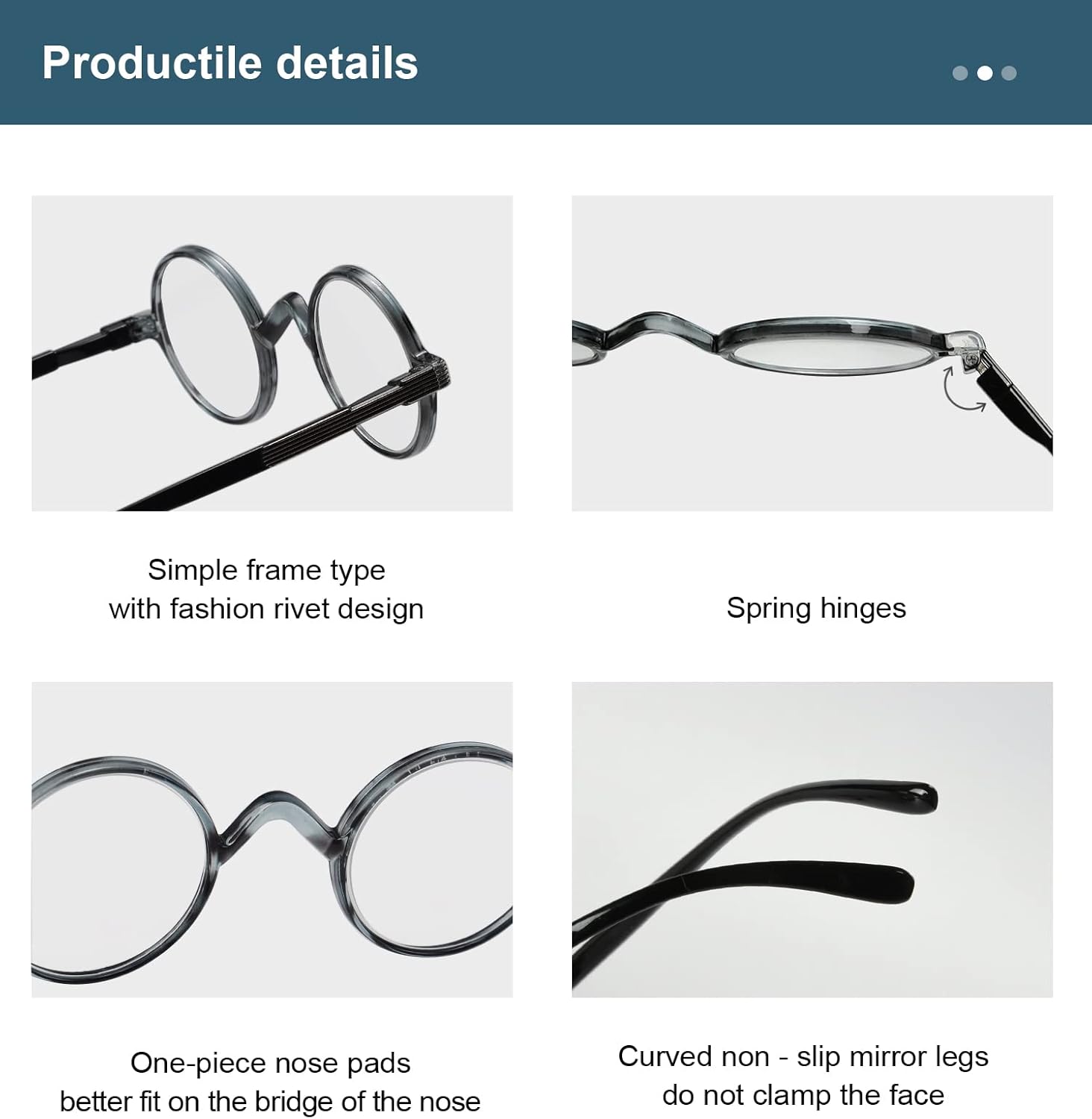 BLUELESS Vintage Round Reading Glasses Professor Readers (Blue Stripe, +1.50) - Image 5
