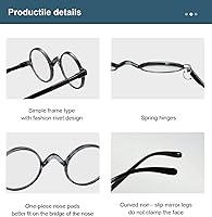 Vista 9 de BLUELESS Vintage Round Reading Glasses Professor Readers (Brown Tortoise, +0.50)