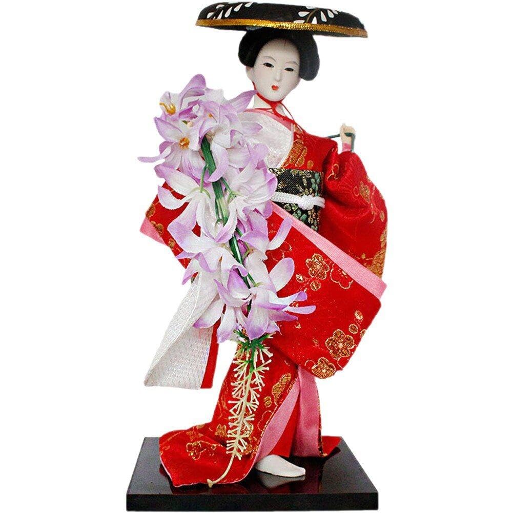 Sculpture traditionnelle Maiko de 30cm en résine avec kimono japonais détaillé