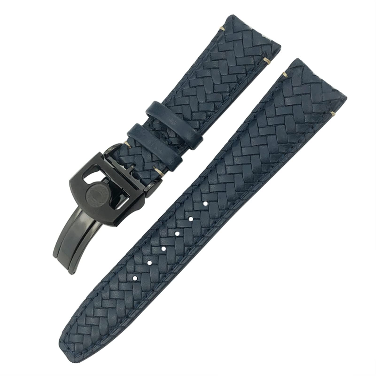 SERDAS Cinturino in pelle di cuoio vera in tessuto da 21mm 22mm in tessuto in tessuto cinturino da vacchetta per IWC. Portogieser IW394005 IW3777. Watchband soft blu.