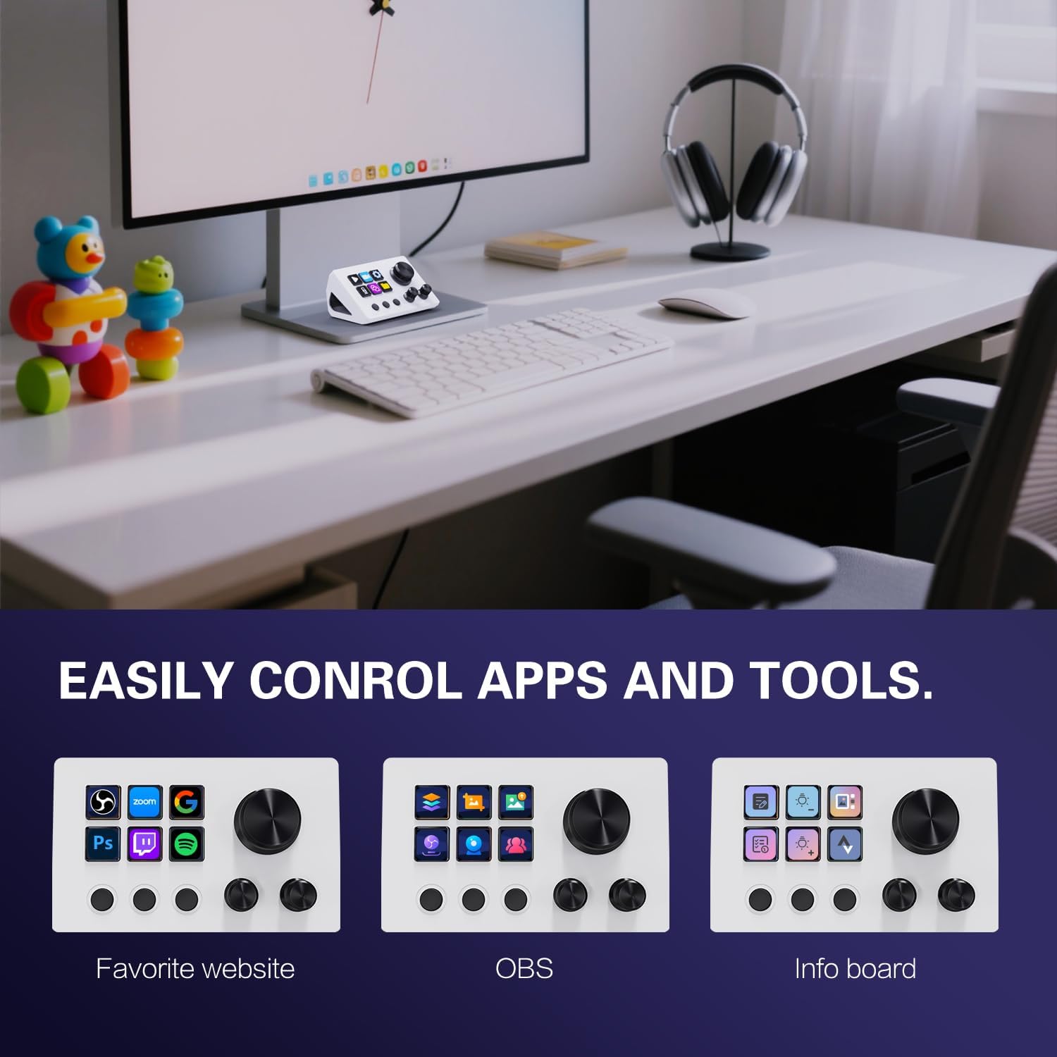 Treaslin N3 - Controller programmabile per streaming con tasti LCD e manopola, tastiera di controllo macro definita dall'utente per streaming (OBS, Twitch), creazione di contenuti (Adobe), Gaming Win