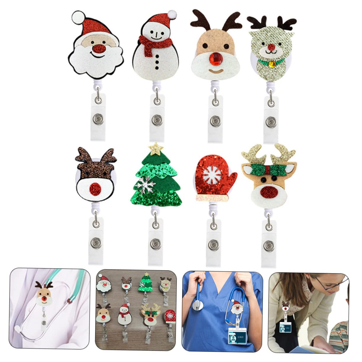 32pièces Porte-badge Rétractable Thème Noël Pour Enseignants Et Étudiants Accessoire Pratique Pour Cartes Identité Et Événements