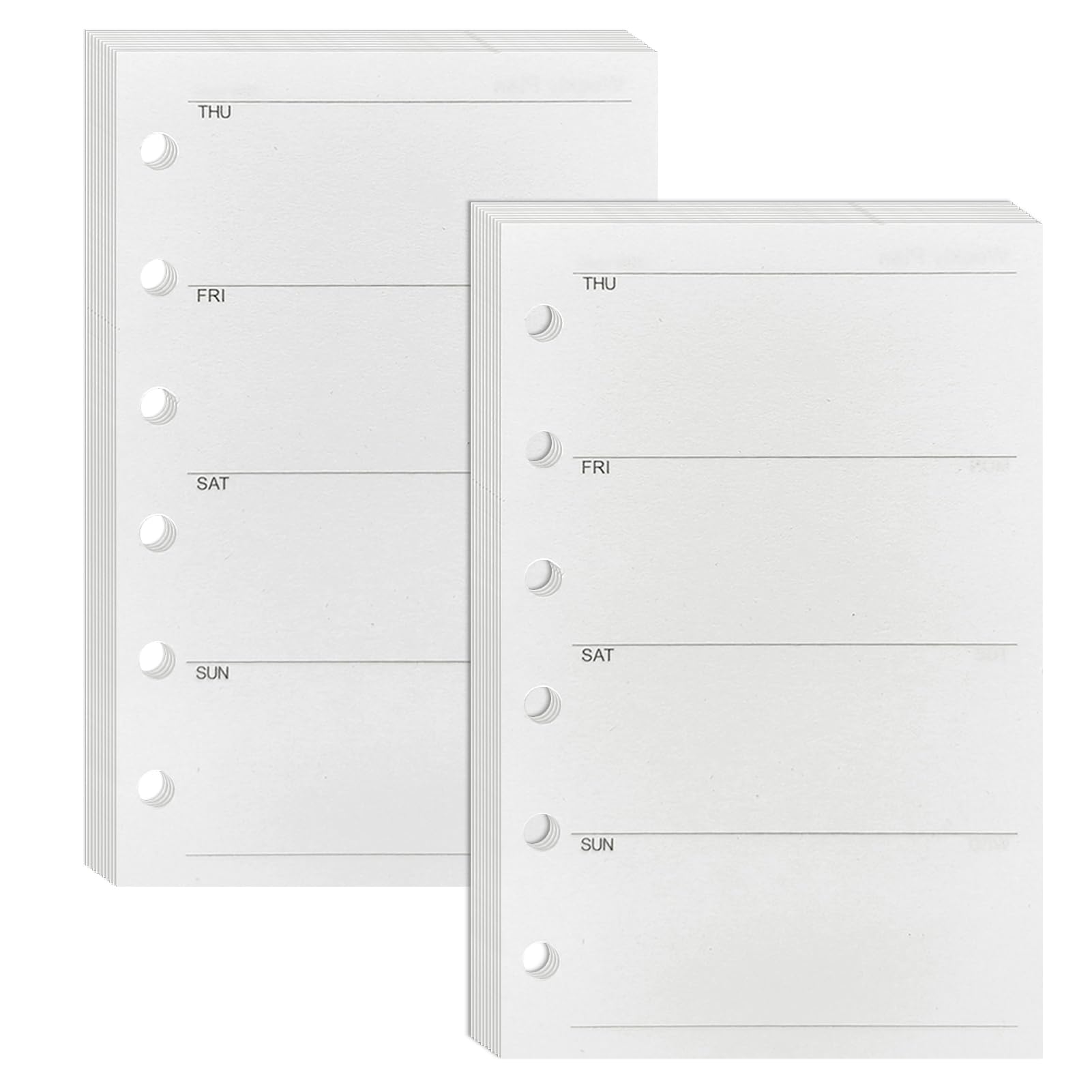 DY.2ten A7 Weekly Planner Inserts, 6 Hole Punched Binder Inserts, 90 Sheets/180 Pages, 100gsm Thick No Bleed Refills Paper, 3.27" × 5"