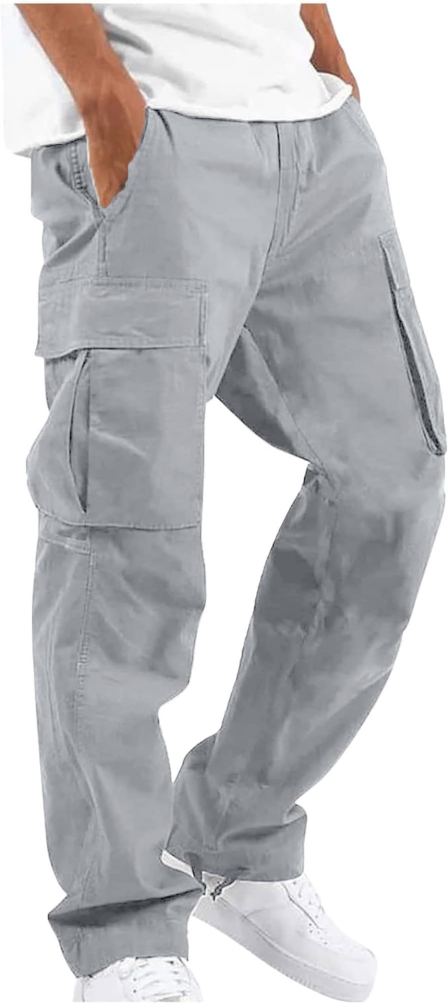 Men's Cargo Pants Outdoor Pants for Men Casual Cotton Trousers Drawstring Elastic Waist