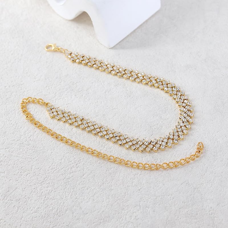 Glitter Silver Choker Necklace Elegant Rhinestone Diamond Prom Necklaces Sparkly Imitation Crystal Party Jewelry Gift for Women - Image 2