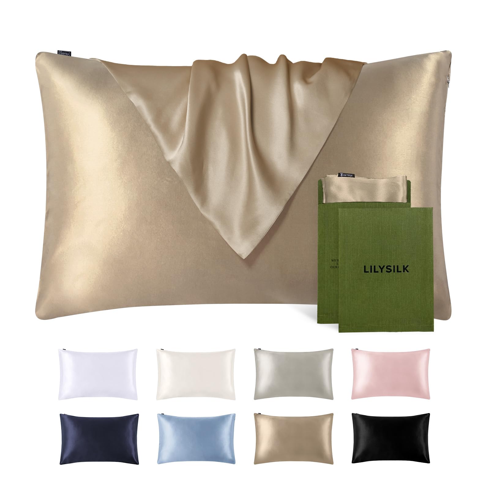 Photo 1 of LILYSILK Silk Pillowcase for Hair and Skin Standard-100% Mulberry Silk 19 Momme Both Sides Silk Bed Pillow Cover with Hidden Zipper, 1 Pc (Standard Size 20''x26'', Taupe) Standard Taupe