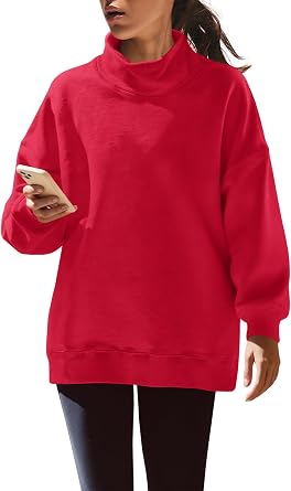 Yanekop Womens Oversized Mock Neck Sweatshirt Casual Turtle Necks Tops