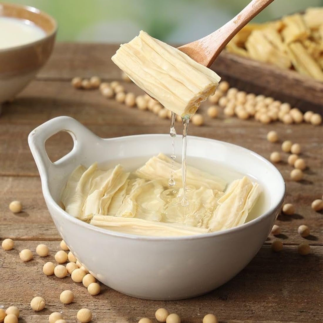 Getrocknete getrocknete Bohnenquark-Sticks, Yuba-Segmente 500g, Premium-Sojabohnen (fuzhu), keine Zusatzstoffe, vorgeschnittene weiche & zähe Yuba-Haut, perfekt zum Braten, Hot Pot, Eintopf