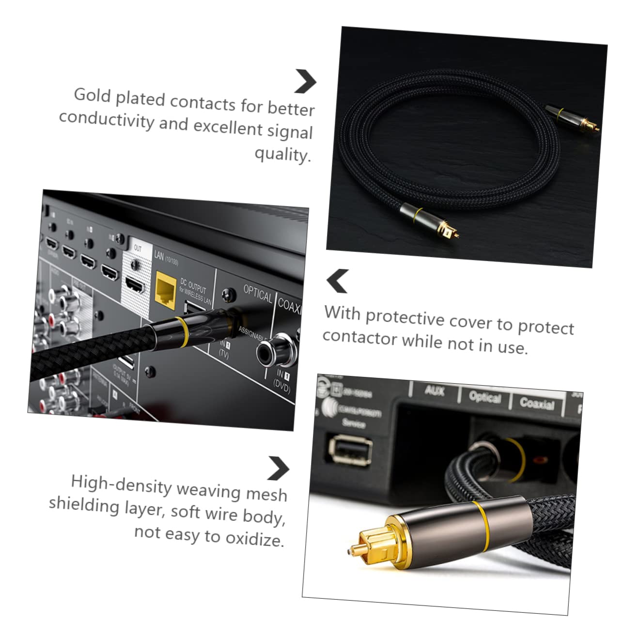 Uonlytech Cavo Audio Ottico Maschio Maschio 15 Metri in Fibra Nera