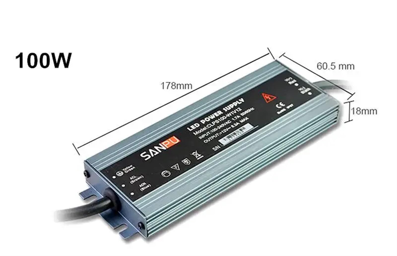 Alimentatore LED IP67 impermeabile Alimentatore LED ultra sottile Slim AC110V da 220 V a 24 V 12 V for strisce LED Insegne pubblicitarie Luce(100W,DC12V)