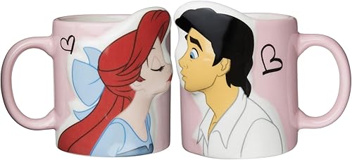 Disney Princess La Sirenita, par de tazas con el beso de Ariel