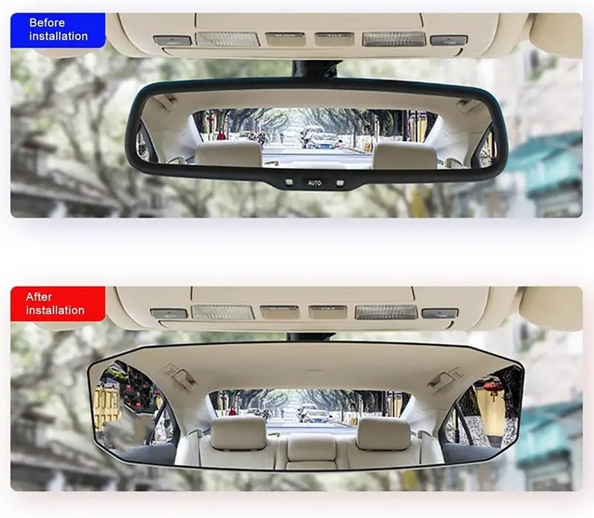 Rear View Mirror Wide Angle Convex Rearview Mirror Anti Glare Car Interior Rear View Child Seat Watch Sun Visor Mirror Covers Car Rearview Mirror(Small length 24.4cm)