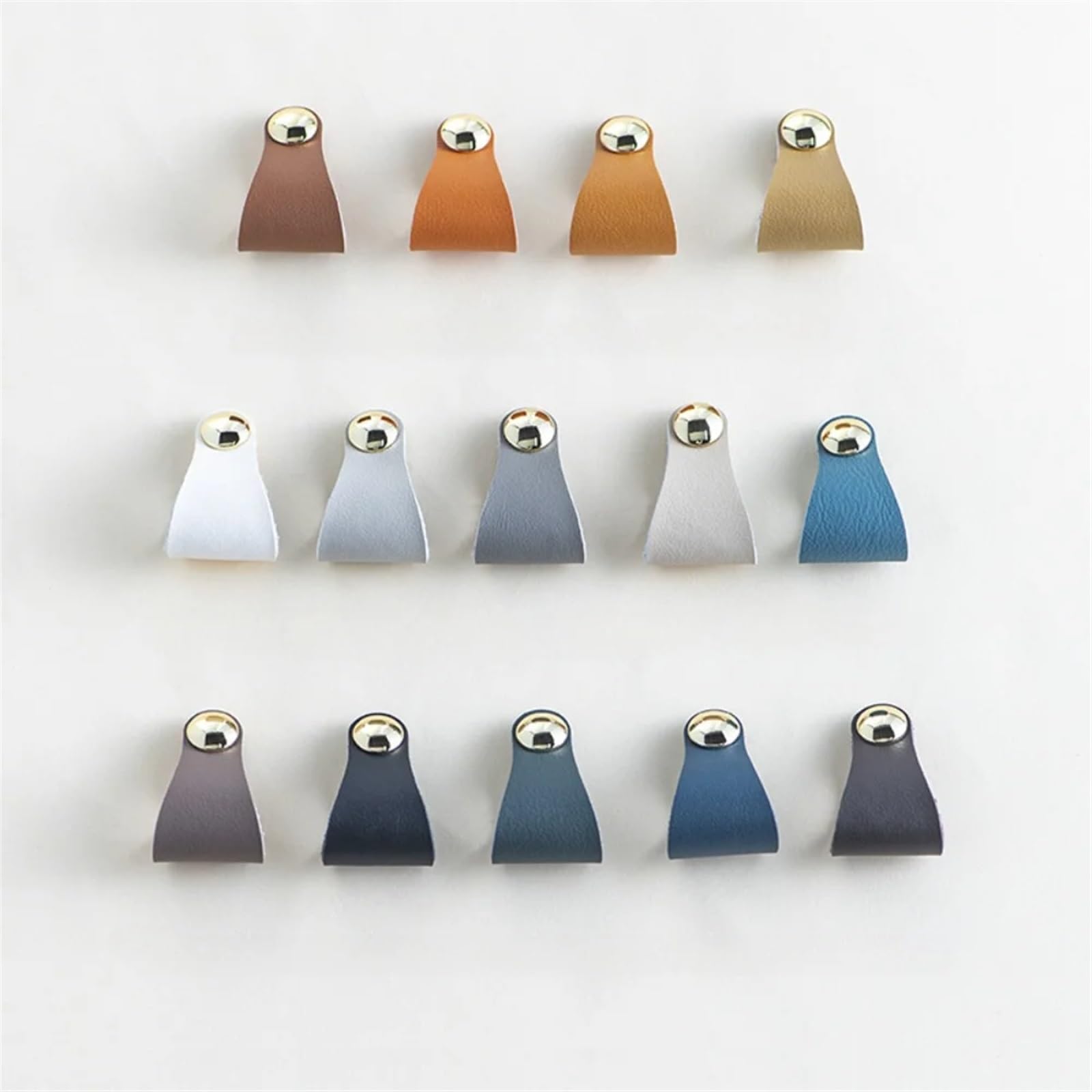 Poignée en cuir marron bouton de porte monotrou en laiton 6pcs