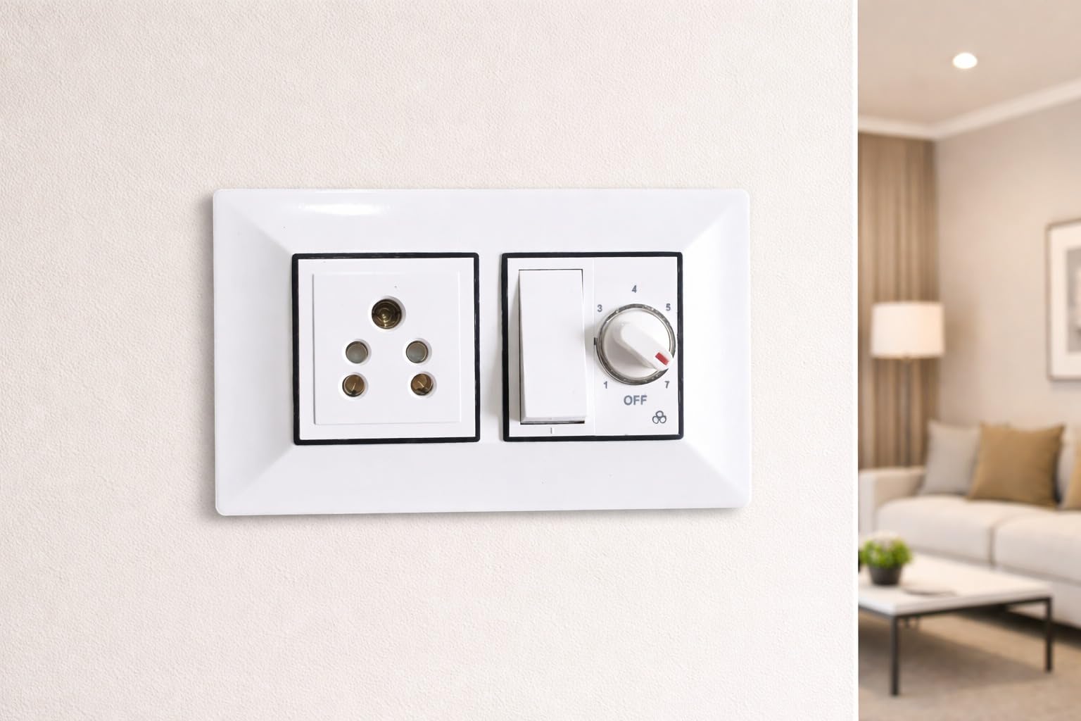 SEER Switch Combo with 4M Plate, 1M 6A Switch, 6/10A 5 Pin Socket, 7 Step Regulator, White-image-40