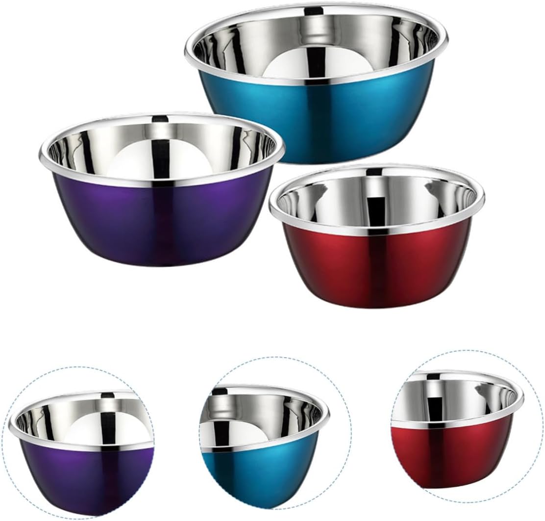 3pcs Stainless Steel Mixing Bowls Set Colored Kitchen Nesting Bowls for Food Preparation and Storage
