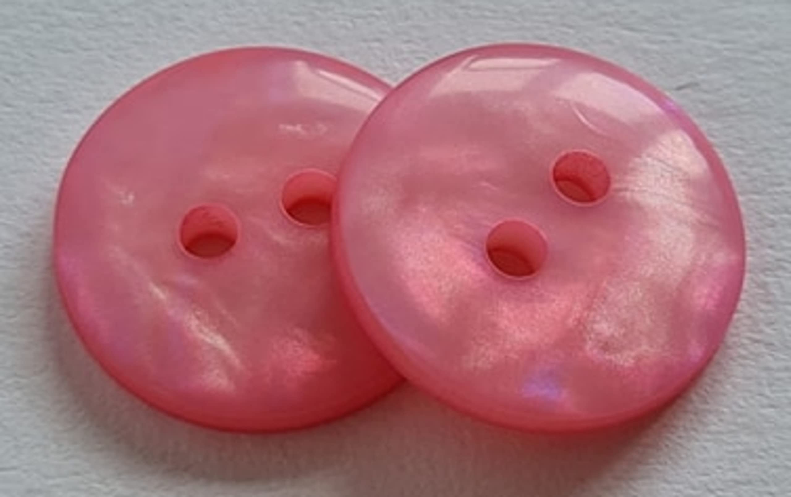 Iridescent Plastic 2 Hole Buttons, 12mm, 15mm or 20mm (Pink, 20mm)