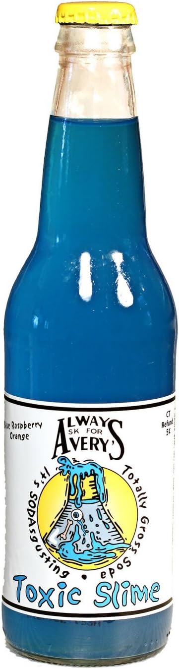 TOXIC SLIME SODA - by Avery's- Blue Raspberry Orange Flavor - (Pack of 6)