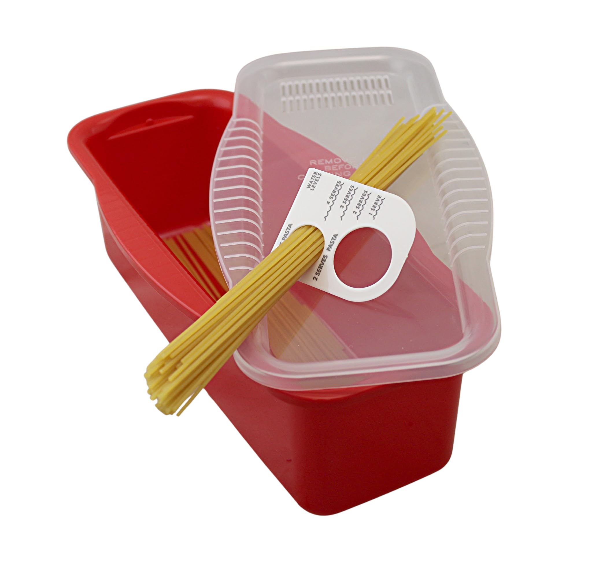 microwave pasta cooker with built-in portion tool  bpa-free non-stick microwave spaghetti maker  fast amp easy meals by dependable industries