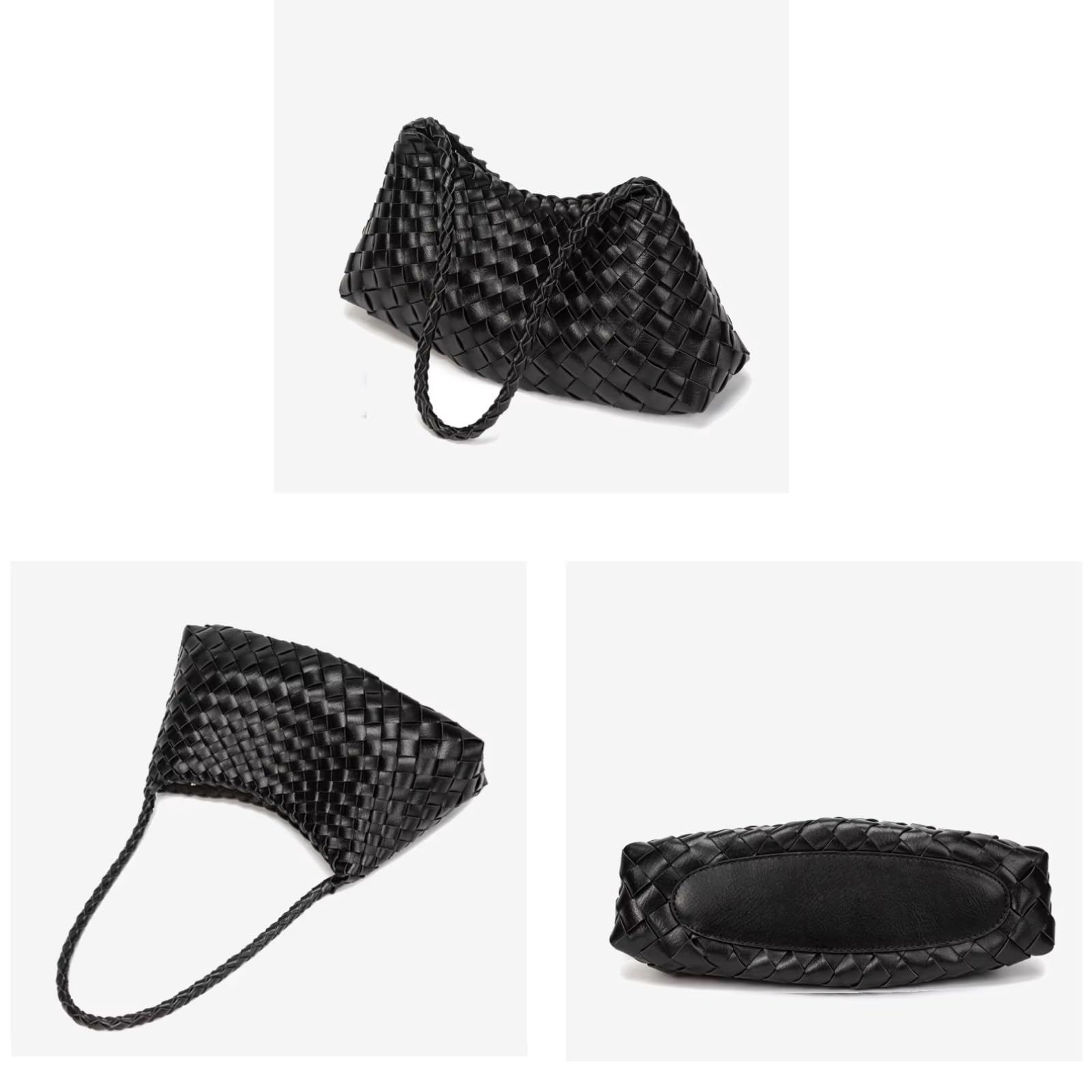 Borse da Donna Borsa A Spalla Hobo Tessuta Mano con Interna Cordone Rimovibile Giornaliera di Lusso delle Donne-Coffee