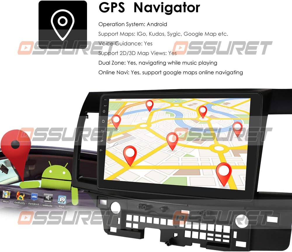 GPS navigation interface on the OSSURET car stereo